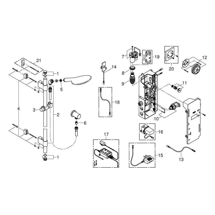 Immagine di Grohe Rainshower® Solo F-digital Set asta doccia finitura cromo 36298000