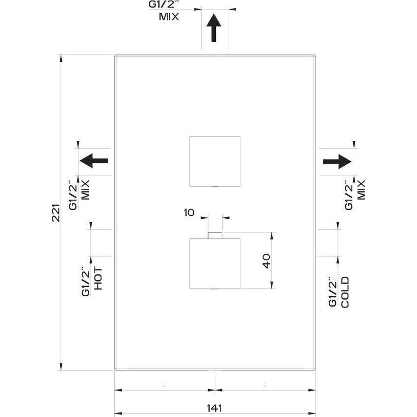Immagine di Gessi SHOWER miscelatore termostatico doccia a parete, 3 uscite, senza corpo incasso, finitura copper brushed PVD 20190#708