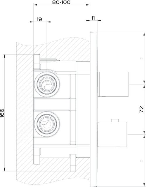 Immagine di Gessi SHOWER miscelatore termostatico doccia a parete, 3 uscite, senza corpo incasso, finitura cromo 20190#031