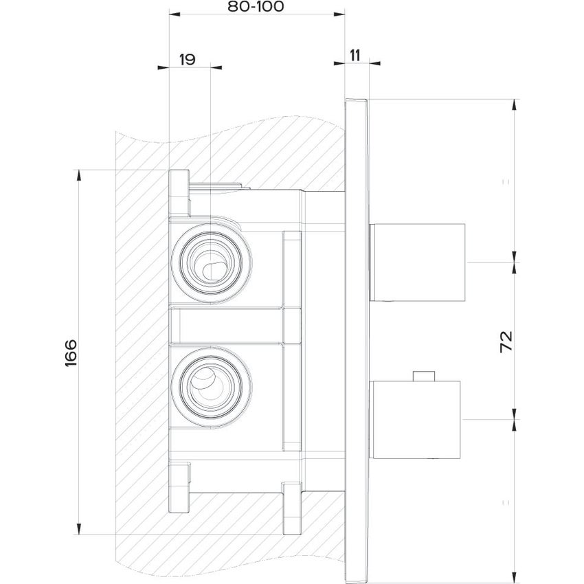 Immagine di Gessi SHOWER miscelatore termostatico doccia a parete, 3 uscite, senza corpo incasso, finitura copper brushed PVD 20190#708