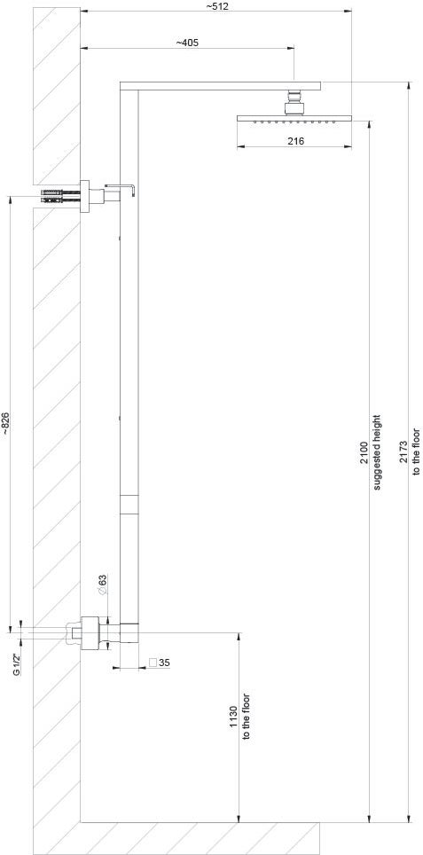 Immagine di Gessi RETTANGOLO SHOWER miscelatore termostatico a parete con soffione, deviatore automatico bagno/doccia, flessibile 150 cm e doccetta anticalcare, finitura cromo 23447#031