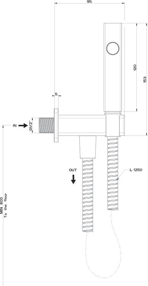 Immagine di Gessi RETTANGOLO scopino a getto d'acqua a parete, con attacco da 1/2", finitura copper brushed PVD 33823#708