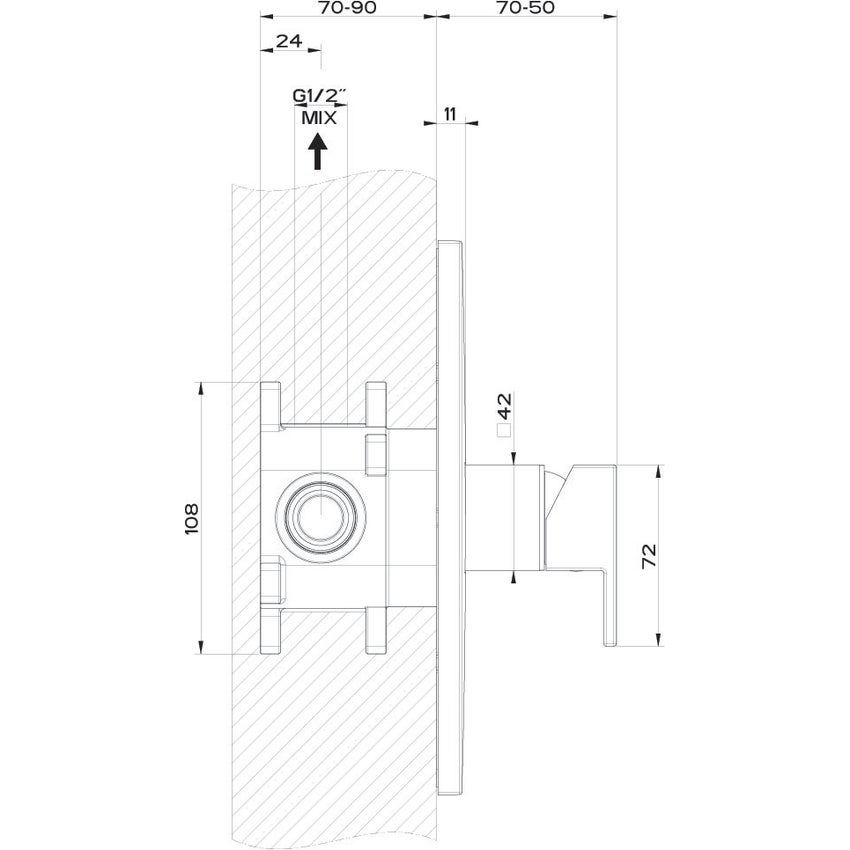 Immagine di Gessi RETTANGOLO SHOWER miscelatore doccia a parete 1 uscita, senza corpo incasso, finitura cromo 44602#031