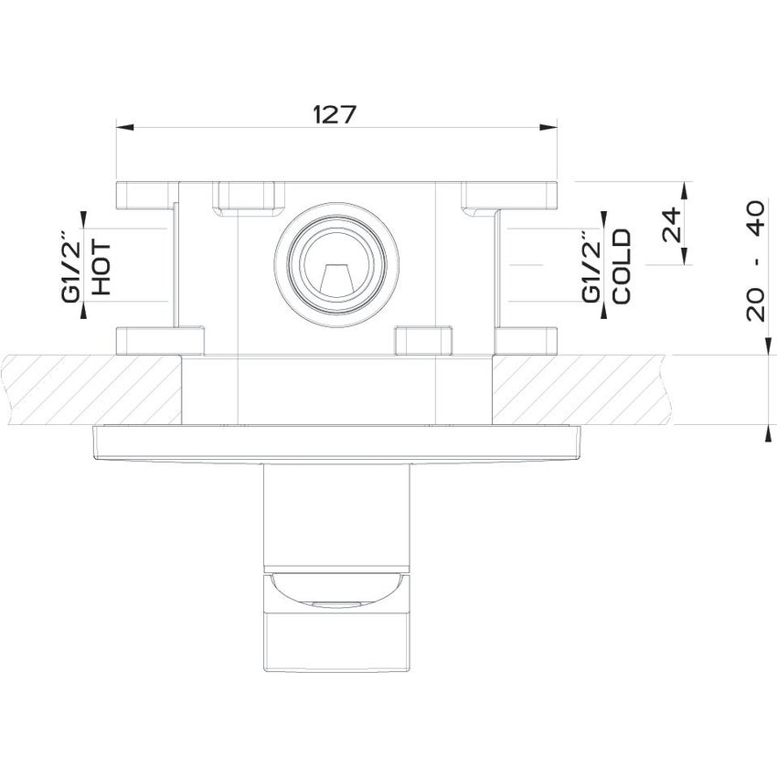 Immagine di Gessi RETTANGOLO SHOWER miscelatore doccia a parete 1 uscita, senza corpo incasso, finitura cromo 44602#031