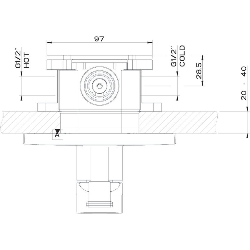 Immagine di Gessi RETTANGOLO SHOWER miscelatore doccia a parete 2 uscite, con deviatore automatico bagno/doccia, senza corpo incasso, finitura cromo 44604#031