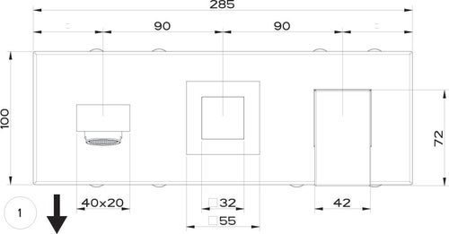 Immagine di Gessi RETTANGOLO SHOWER miscelatore a parete P.20 cm, 2 uscite, con deviatore, finitura finox 44906#149
