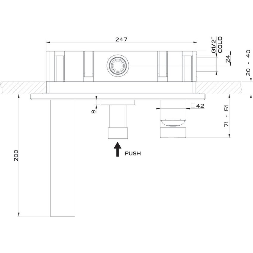 Immagine di Gessi RETTANGOLO SHOWER miscelatore a parete P.20 cm, 2 uscite, con deviatore, finitura finox 44906#149