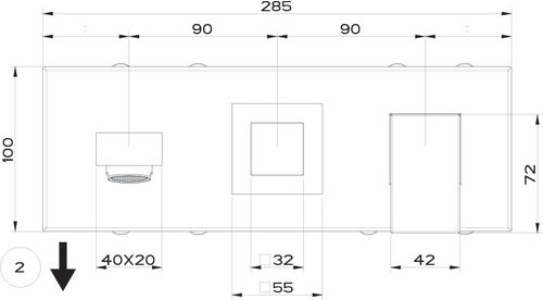 Immagine di Gessi RETTANGOLO SHOWER miscelatore a parete P.20 cm, 2 uscite, con deviatore, finitura finox 44907#149