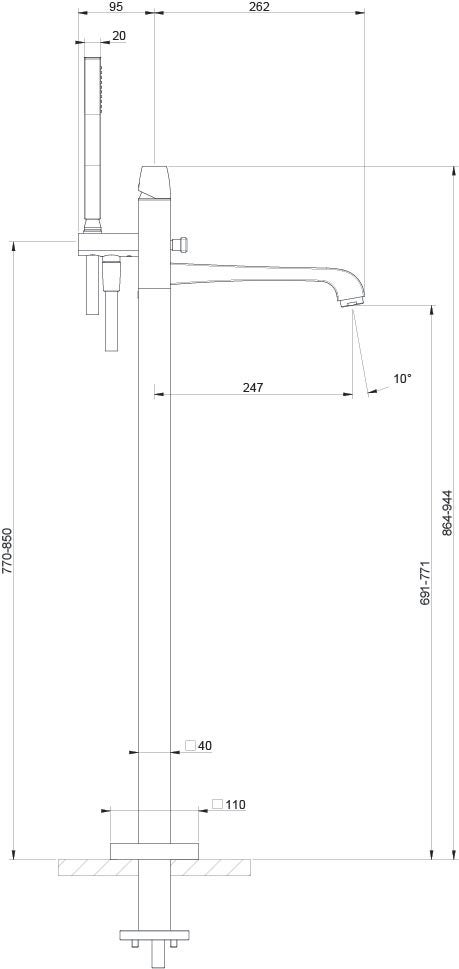 Immagine di Gessi MIMI piantana esterno vasca con doccetta, finitura gold CCP 24977#080