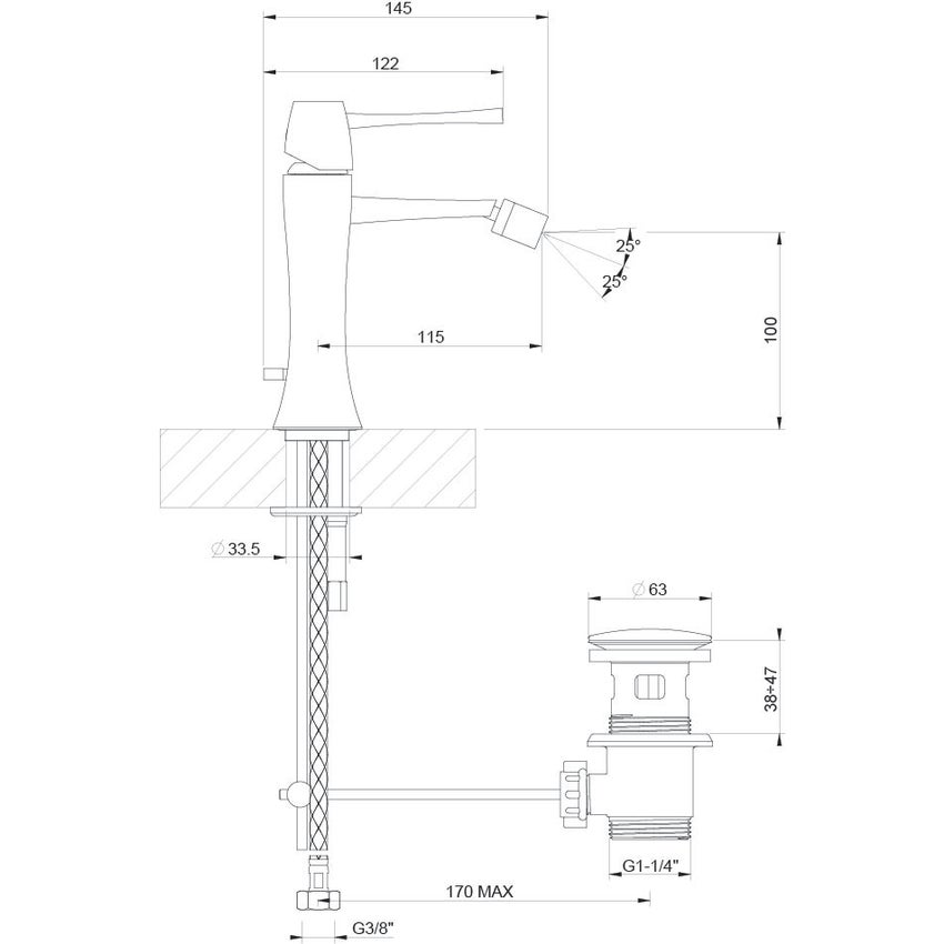 Gessi 31255#149 MIMI soffione doccia con braccio da soffitto altezza 270 mm  snodato con attacco da 1/2 e anticalcare finitura finox