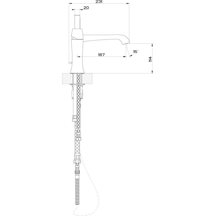 Immagine di Gessi MIMI gruppo bordo vasca 3 fori con deviatore, flessibile 150 cm e doccetta anticalcare, finitura gold CCP 31143#080