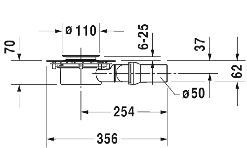 Immagine di Duravit Scarico del piatto doccia, orizzontale, per installazione con telaio e piedi, o con struttura in polistirene 791243000000000