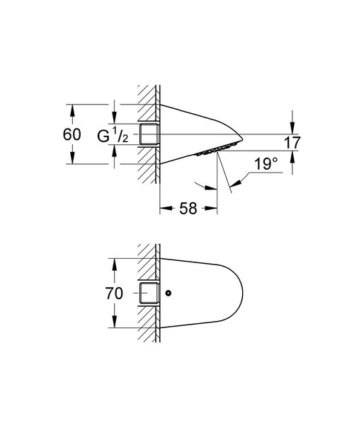 Immagine di Grohe Relexa 65 Soffione doccia laterale a 2 getti finitura cromo 28002000
