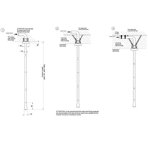 Gessi 31255#149 MIMI soffione doccia con braccio da soffitto altezza 270 mm  snodato con attacco da 1/2 e anticalcare finitura finox