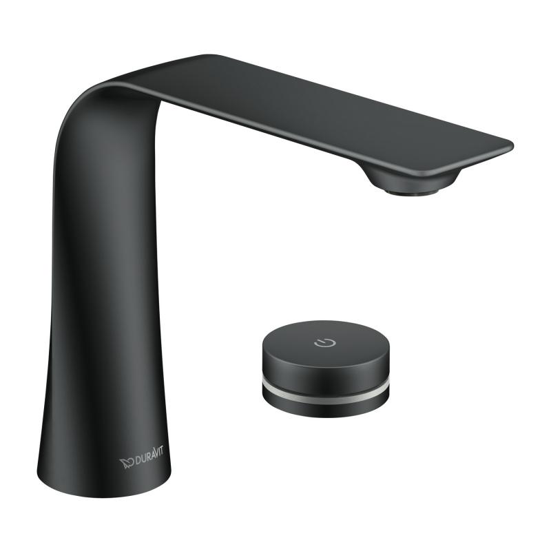 Immagine di Duravit D.1 rubinetteria elettronica a 2 fori taglia M con alimentatore da incasso, colore nero finitura opaco D11100008046