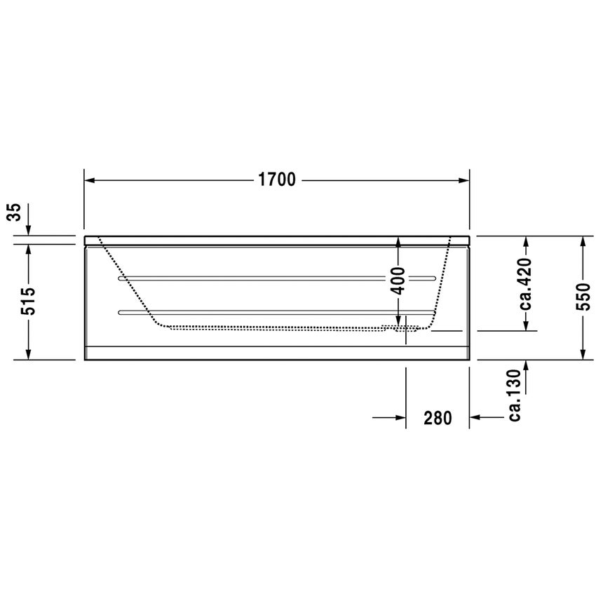Immagine di Duravit D-CODE vasca rettangolare L.170 cm, da incasso, con uno schienale inclinato, scarico nella zona piedi, colore bianco 700100000000000