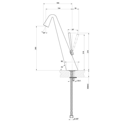 Immagine di Gessi CONO miscelatore lavabo H.33 cm, senza scarico, con flessibili di collegamento, finitura cromo  45003#031