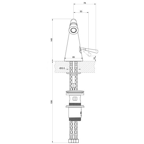 Immagine di Gessi CONO miscelatore bidet con scarico e flessibili di collegamento, finitura cromo 45007#031