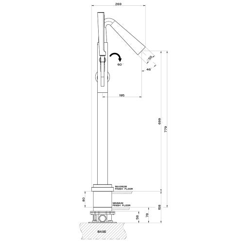 Immagine di Gessi CONO piantana esterno vasca, senza corpo incasso, finitura black metal PVD 45028#706
