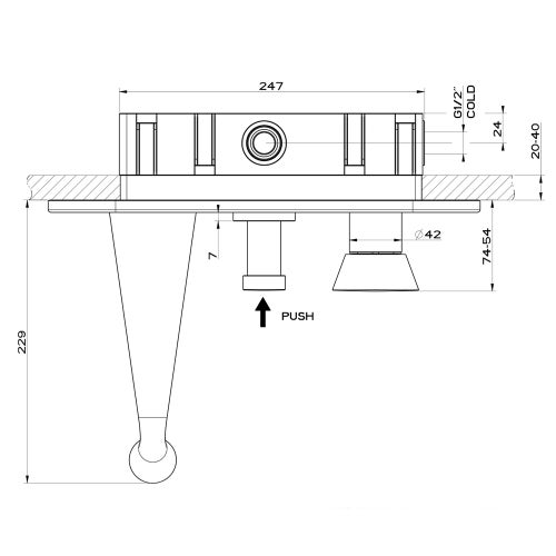 Immagine di Gessi CONO miscelatore a parete, 2 uscite, bocca P.23 cm, con deviatore, colore nero finitura opaco 45036#299