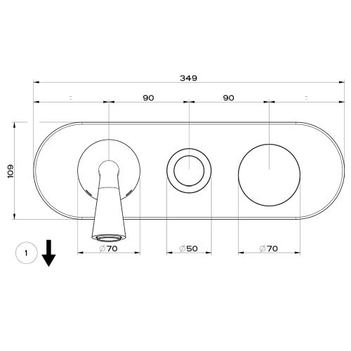 Immagine di Gessi CONO miscelatore a parete, 2 uscite, bocca P.23 cm, con deviatore, colore nero finitura opaco 45036#299