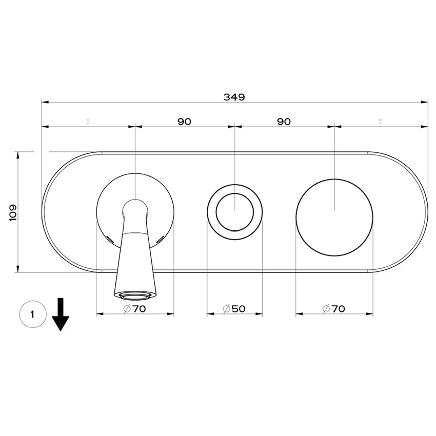 Immagine di Gessi CONO miscelatore a parete, 2 uscite, bocca P.23 cm, con deviatore, colore nero finitura opaco 45036#299