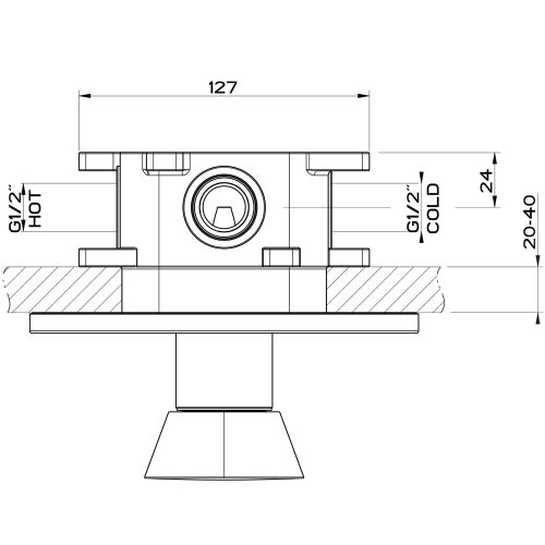 Immagine di Gessi CONO miscelatore doccia, a parete, 1 uscita, senza corpo incasso, finitura black metal PVD 45061#706