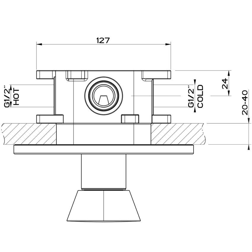 Immagine di Gessi CONO miscelatore doccia, a parete, 1 uscita, senza corpo incasso, finitura black metal PVD 45061#706