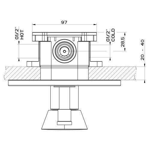 Immagine di Gessi CONO miscelatore doccia, a parete, 2 uscite, con deviatore automatico bagno/doccia, senza corpo incasso, finitura cromo 45079#031