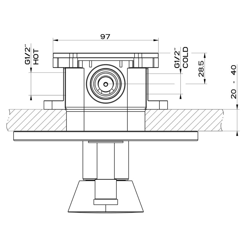 Immagine di Gessi CONO miscelatore doccia, a parete, 2 uscite, con deviatore automatico bagno/doccia, senza corpo incasso, finitura cromo 45079#031