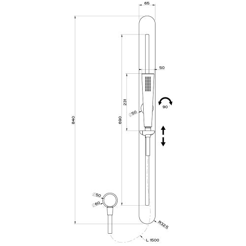 Immagine di Gessi CONO asta saliscendi con presa acqua, doccetta anticalcare e flessibile 150 cm, finitura copper PVD 45144#030