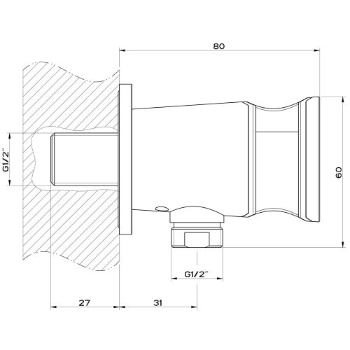 Immagine di Gessi CONO presa acqua con supporto doccetta, finitura black metal brushed PVD 45161#707