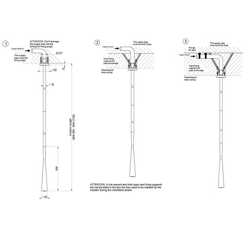 Immagine di Gessi CONO bocca a soffitto, braccio altezza personalizzabile, finitura cromo 45199#031