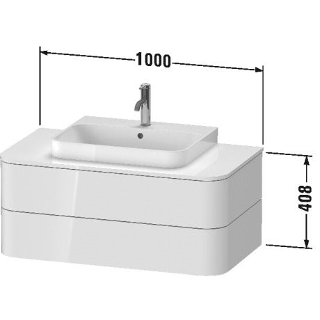 Immagine di Duravit HAPPY D.2 PLUS base sottolavabo sospesa per lavabi Happy D.2 Plus, 100 cm, 2 cassetti, cassetto superiore con scasso per il sifone e coprisifone, finitura noce spazzolato HP497106969