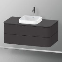 Immagine di Duravit HAPPY D.2 PLUS base sottolavabo sospesa per lavabi Happy D.2 Plus, 100 cm, 2 cassetti, cassetto superiore con scasso per il sifone e coprisifone, colore grigio grafite finitura opaco HP497108080