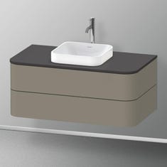 Immagine di Duravit HAPPY D.2 PLUS base sottolavabo sospesa per lavabi Happy D.2 Plus, 100 cm, 2 cassetti, cassetto superiore con scasso per il sifone e coprisifone, colore grigio pietra finitura opaco HP497109292