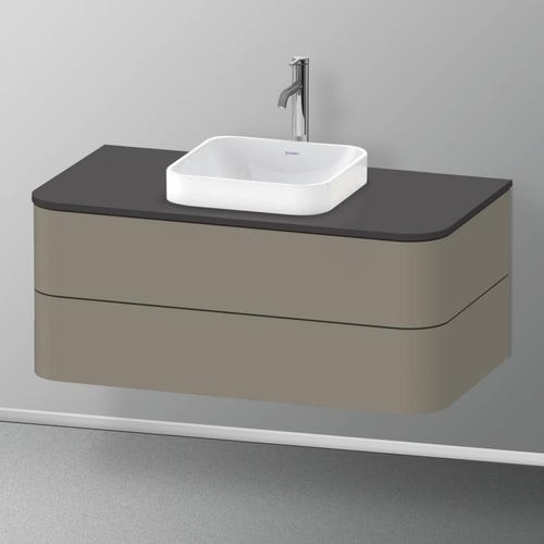 Immagine di Duravit HAPPY D.2 PLUS base sottolavabo sospesa per lavabi Happy D.2 Plus, 100 cm, 2 cassetti, cassetto superiore con scasso per il sifone e coprisifone, colore grigio pietra finitura opaco HP497109292