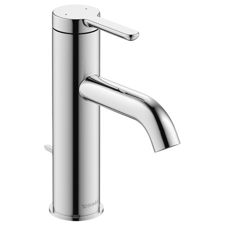 Immagine di Duravit C.1 miscelatore monocomando, a leva, taglia M, con scarico e saltarello, finitura cromo C11020001010