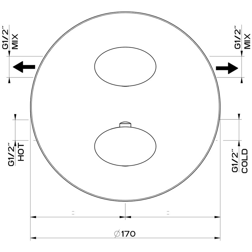 Immagine di Gessi OVALE miscelatore termostatico doccia, a parete, 2 uscite, finitura cromo 23234#031