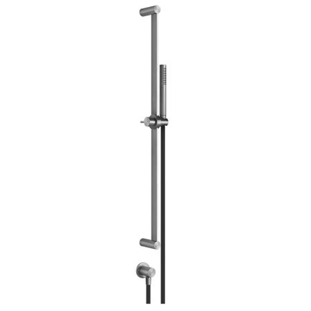 Immagine di Gessi 316 SHOWER asta saliscendi con presa acqua, doccetta anticalcare e flessibile 150 cm, finitura steel brushed 54045#239