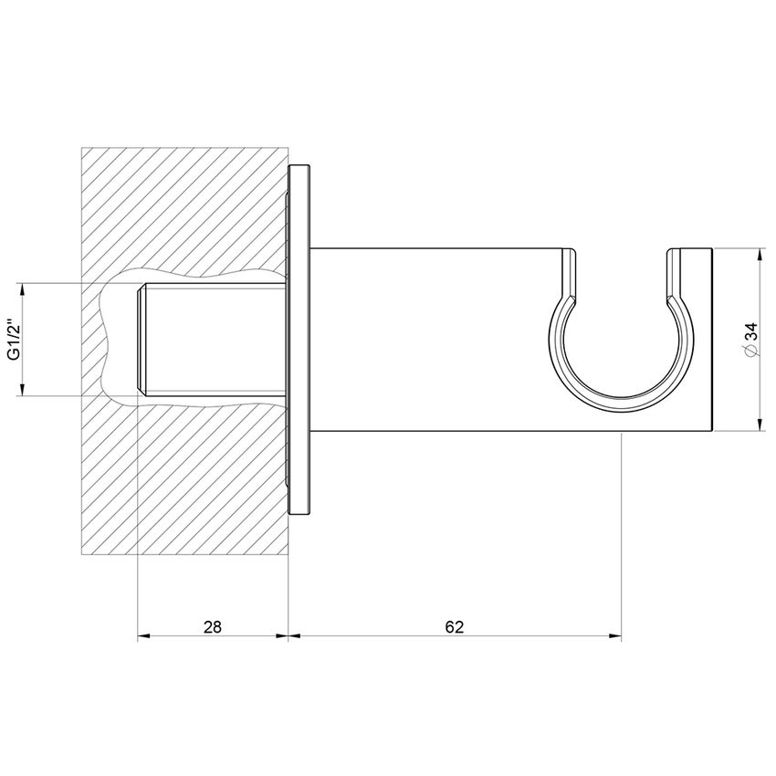 Immagine di Gessi 316 SHOWER presa acqua con supporto doccetta, finitura steel brushed 54161#239