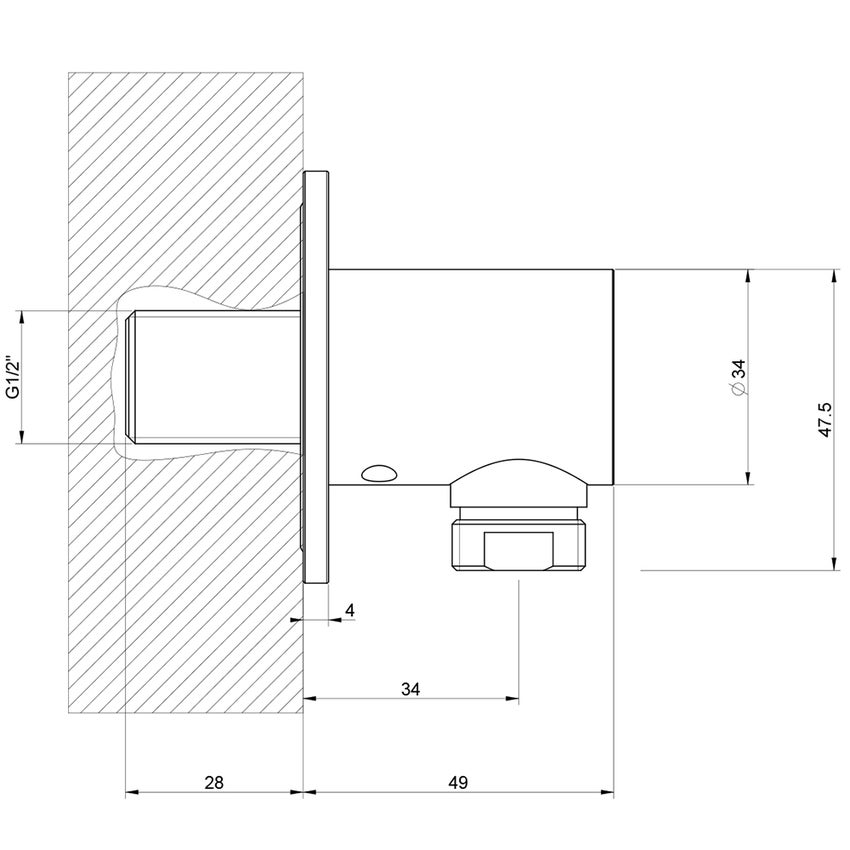 Immagine di Gessi 316 SHOWER presa acqua, finitura steel brushed 54269#239