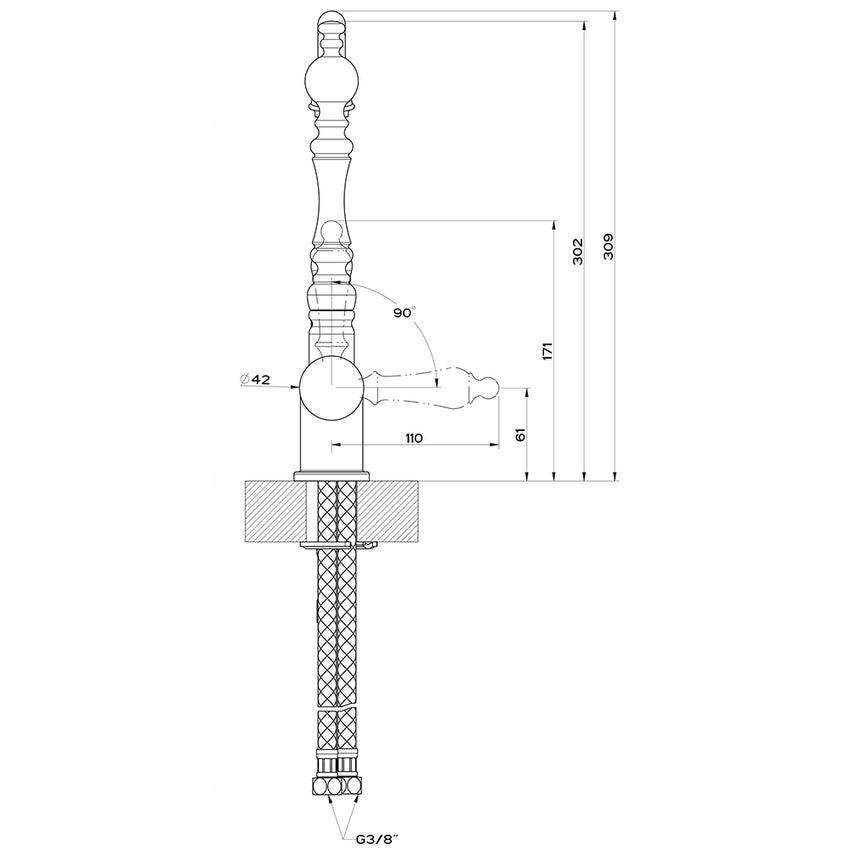 Immagine di Gessi TRADIZIONE miscelatore monocomando girevole, finitura bronzo 08744#140