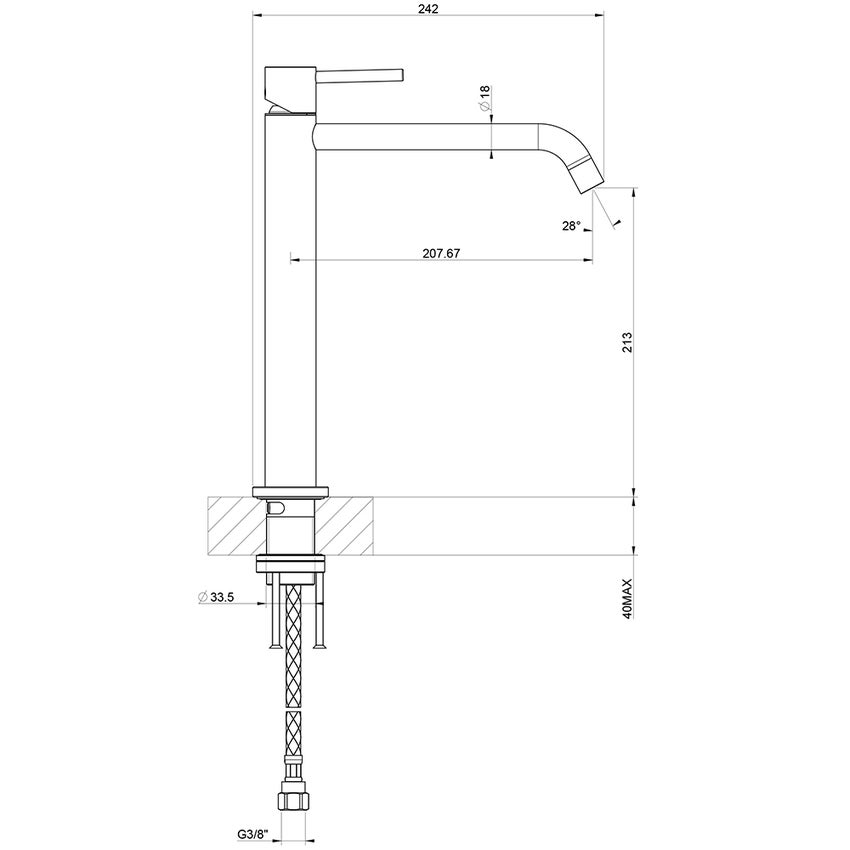 Immagine di Gessi OXYGENE miscelatore monocomando con canna girevole, finitura finox 16709#149