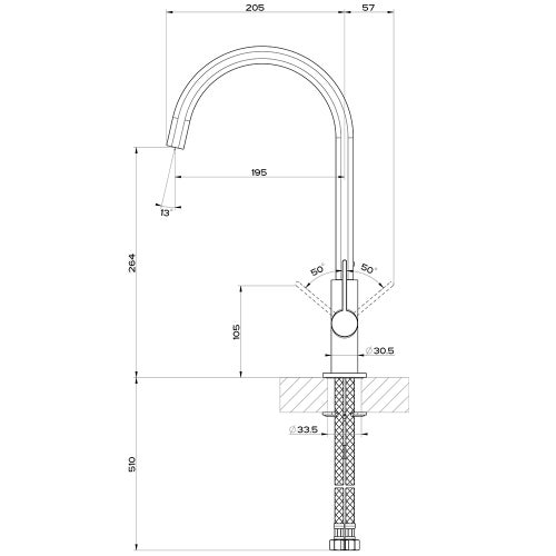 Immagine di Gessi HELIUM miscelatore monocomando con canna girevole, per lavello, finitura cromo 17105#031