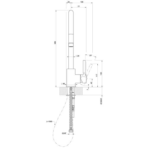 Immagine di Gessi NEUTRON miscelatore monocomando, con canna girevole e doccetta estraibile, finitura cromo 17120#031