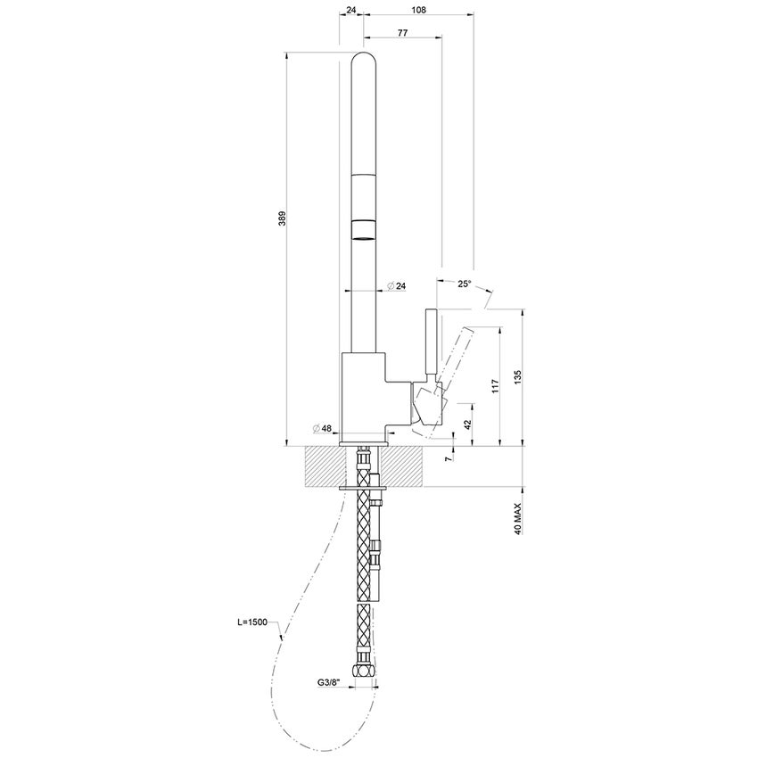 Immagine di Gessi NEUTRON miscelatore monocomando, con canna girevole e doccetta estraibile, finitura cromo 17120#031