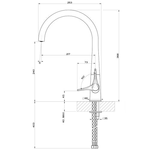 Immagine di Gessi PROTON miscelatore monocomando con canna girevole, finitura cromo 17151#031