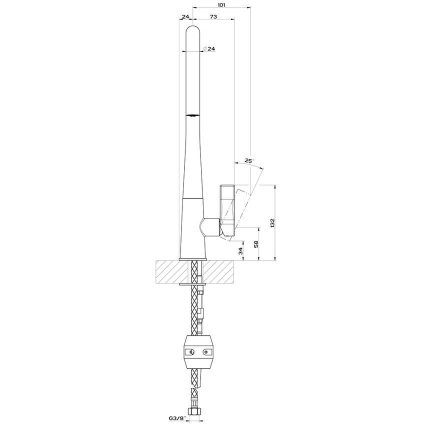Immagine di Gessi PROTON miscelatore monocomando, con canna girevole e doccetta estraibile monogetto, finitura finox 17153#149