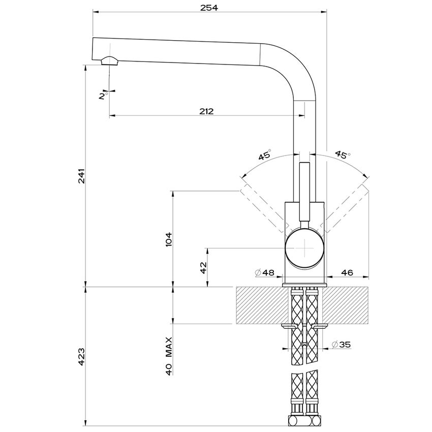 Immagine di Gessi NEUTRON miscelatore monocomando con canna girevole, finitura cromo 17155#031